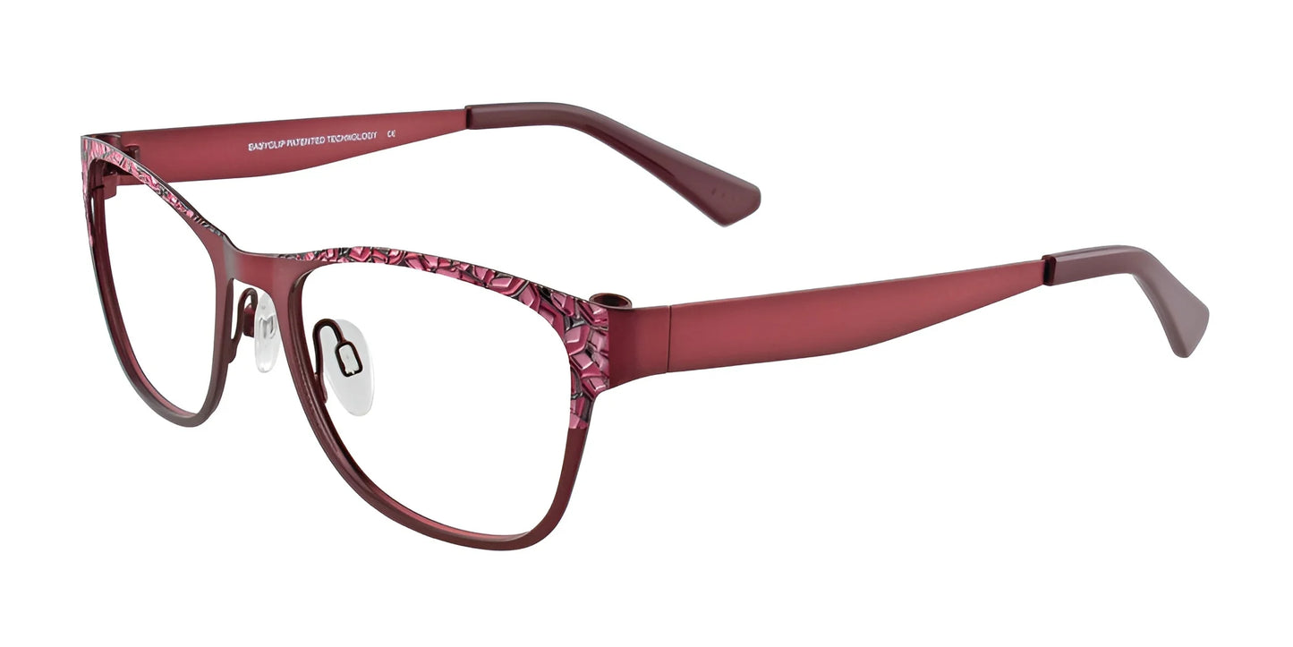 EasyClip EC288 Eyeglasses with Clip-on Sunglasses Satin Burgundy & Pink & Black