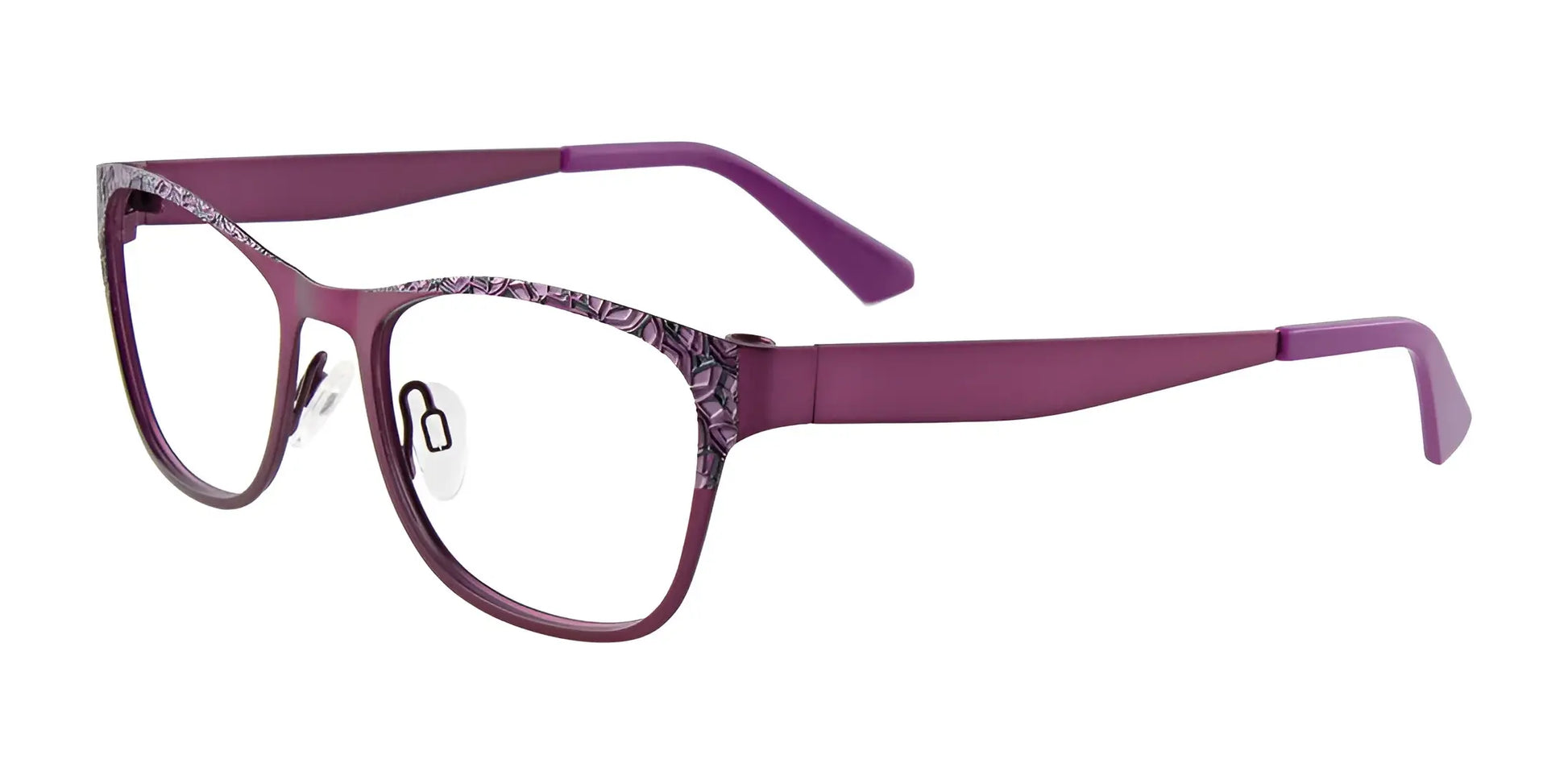 EasyClip EC288 Eyeglasses with Clip-on Sunglasses Satin Dark Purple & Black & Pink