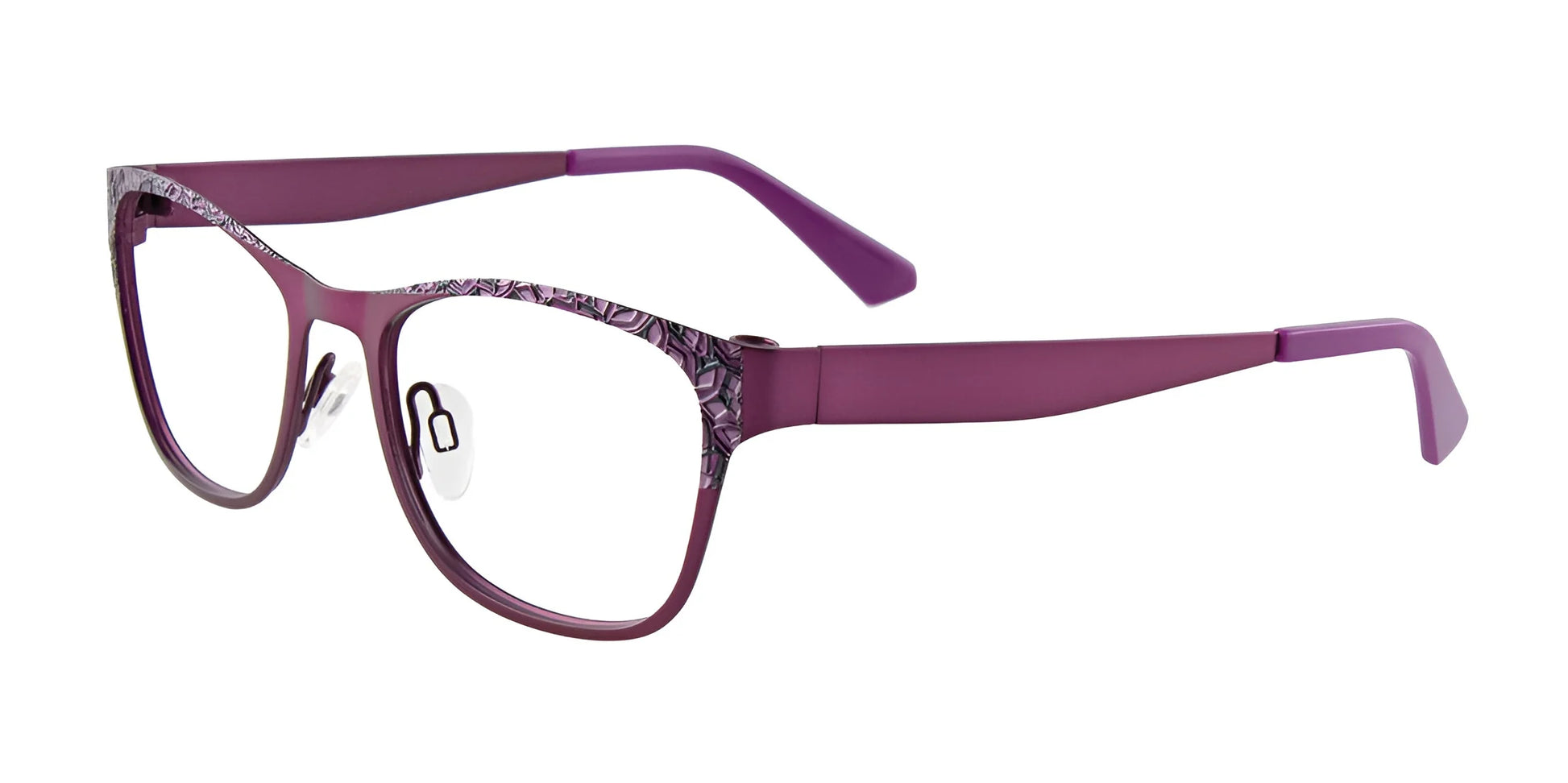 EasyClip EC288 Eyeglasses with Clip-on Sunglasses Satin Dark Purple & Black & Pink