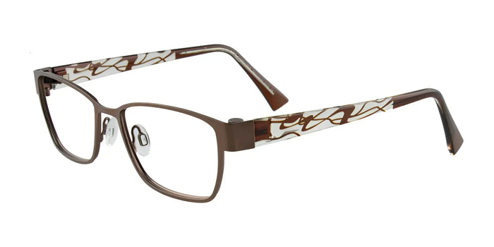 EasyClip EC292 Eyeglasses with Clip-on Sunglasses | Size 52 / Satin Brown