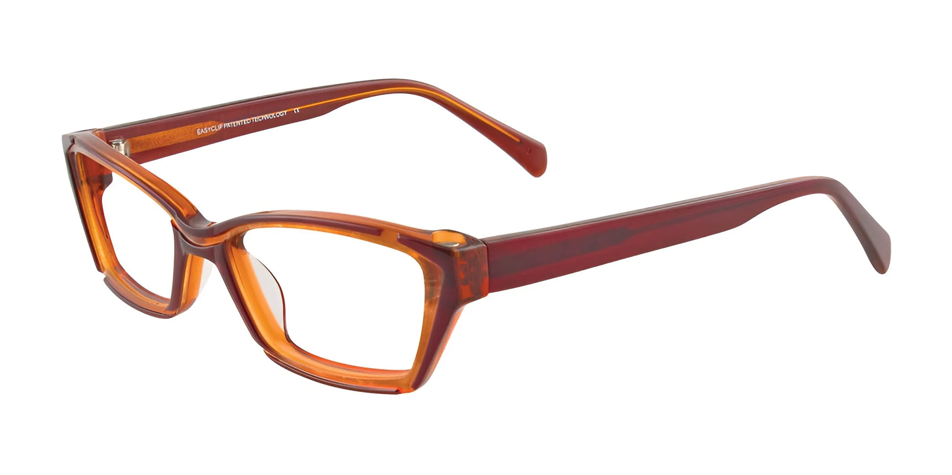 EasyClip EC293 Eyeglasses with Clip-on Sunglasses Caramel & Red