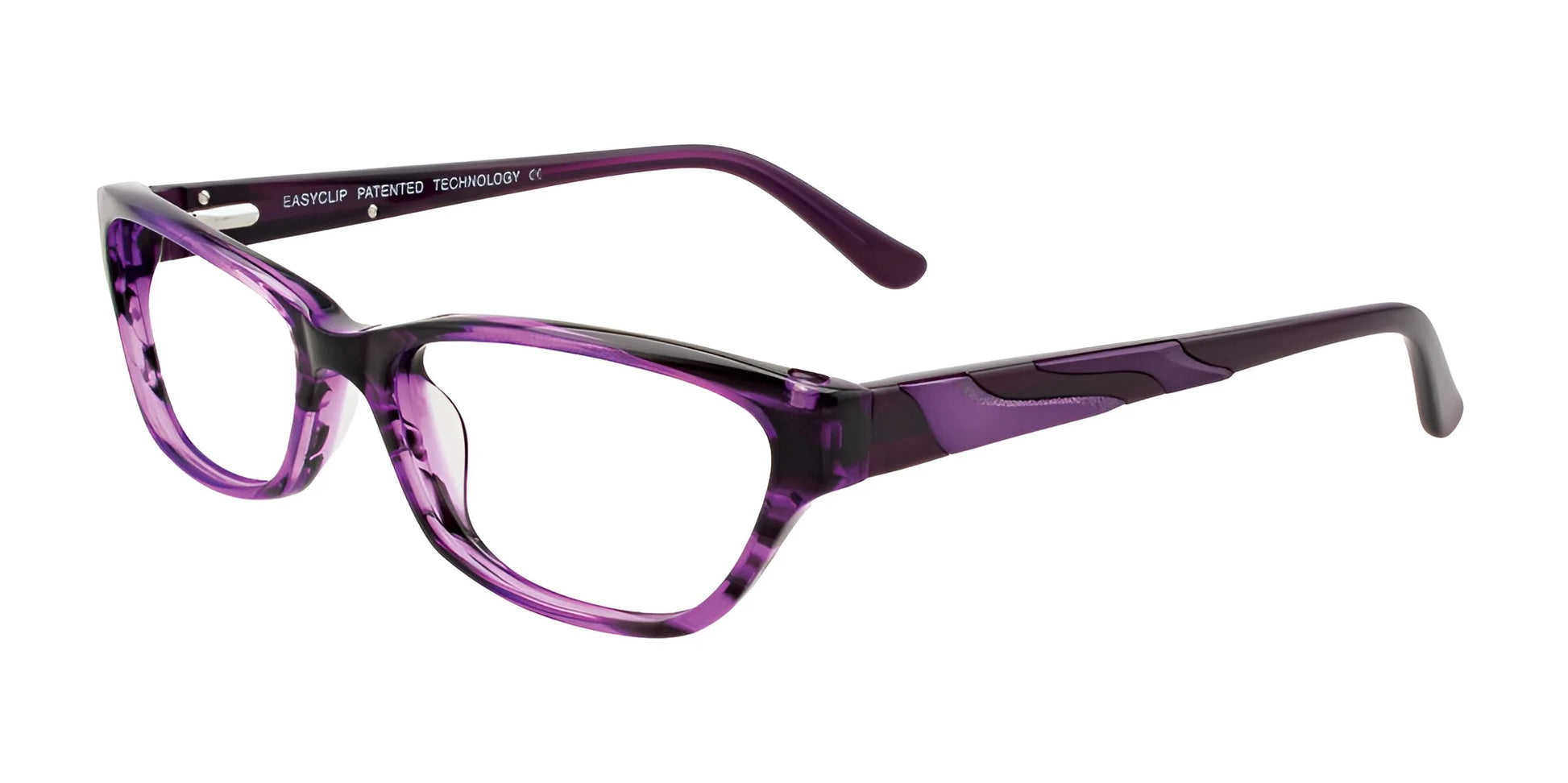 EasyClip EC324 Eyeglasses with Clip-on Sunglasses Marbled Purple