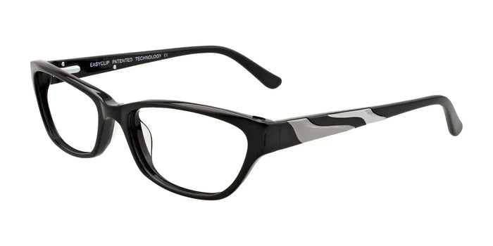 EasyClip EC324 Eyeglasses with Clip-on Sunglasses | Size 53 / Black & Silver