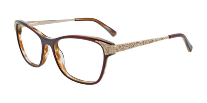 EasyClip EC376 Eyeglasses with Clip-on Sunglasses Dark Brown & Gold