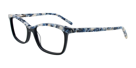 EasyClip EC395 Eyeglasses with Clip-on Sunglasses Black & Pearl Cream & Blue & Crystal