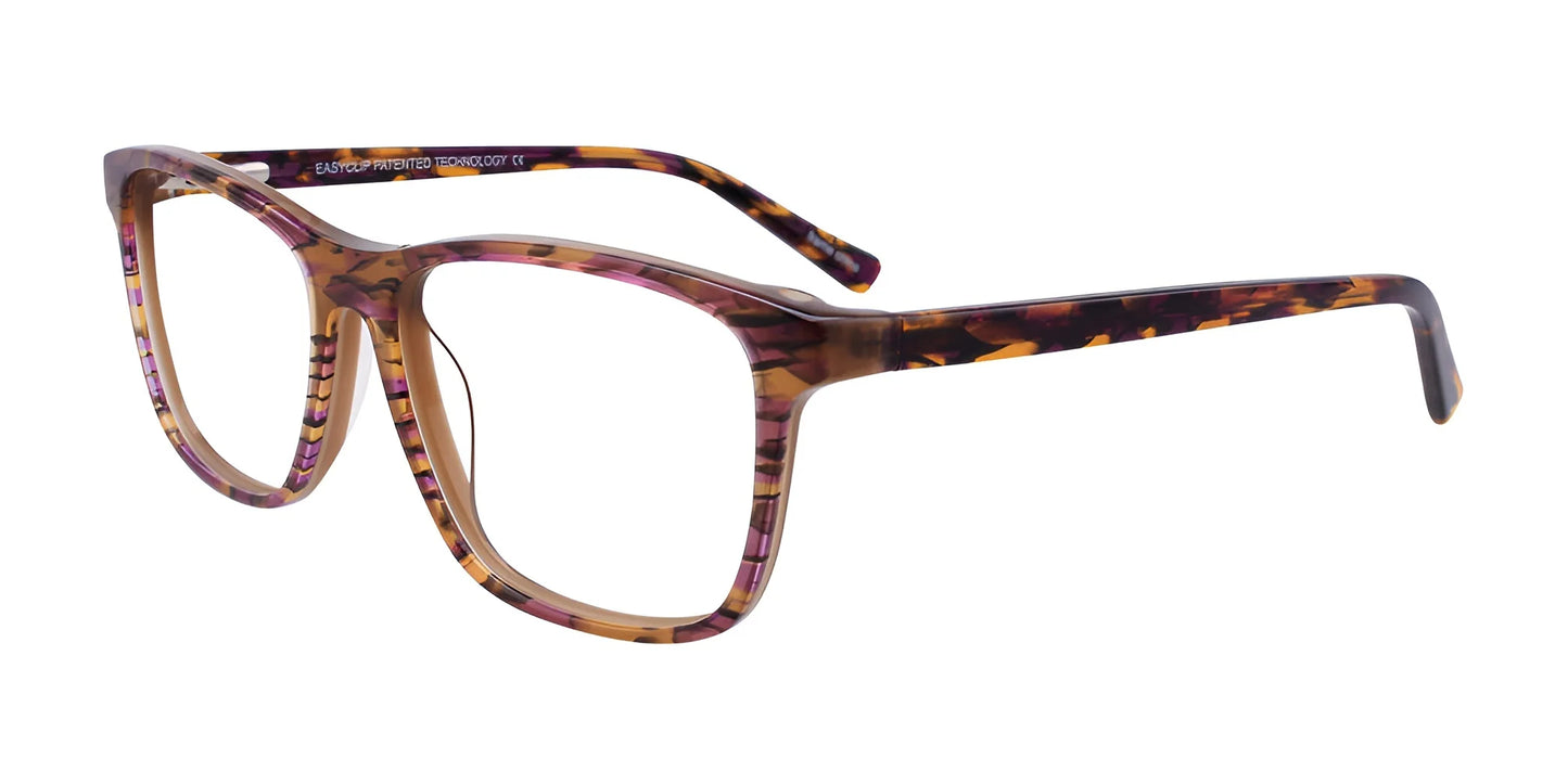 EasyClip EC397 Eyeglasses with Clip-on Sunglasses Light Brown & Purple
