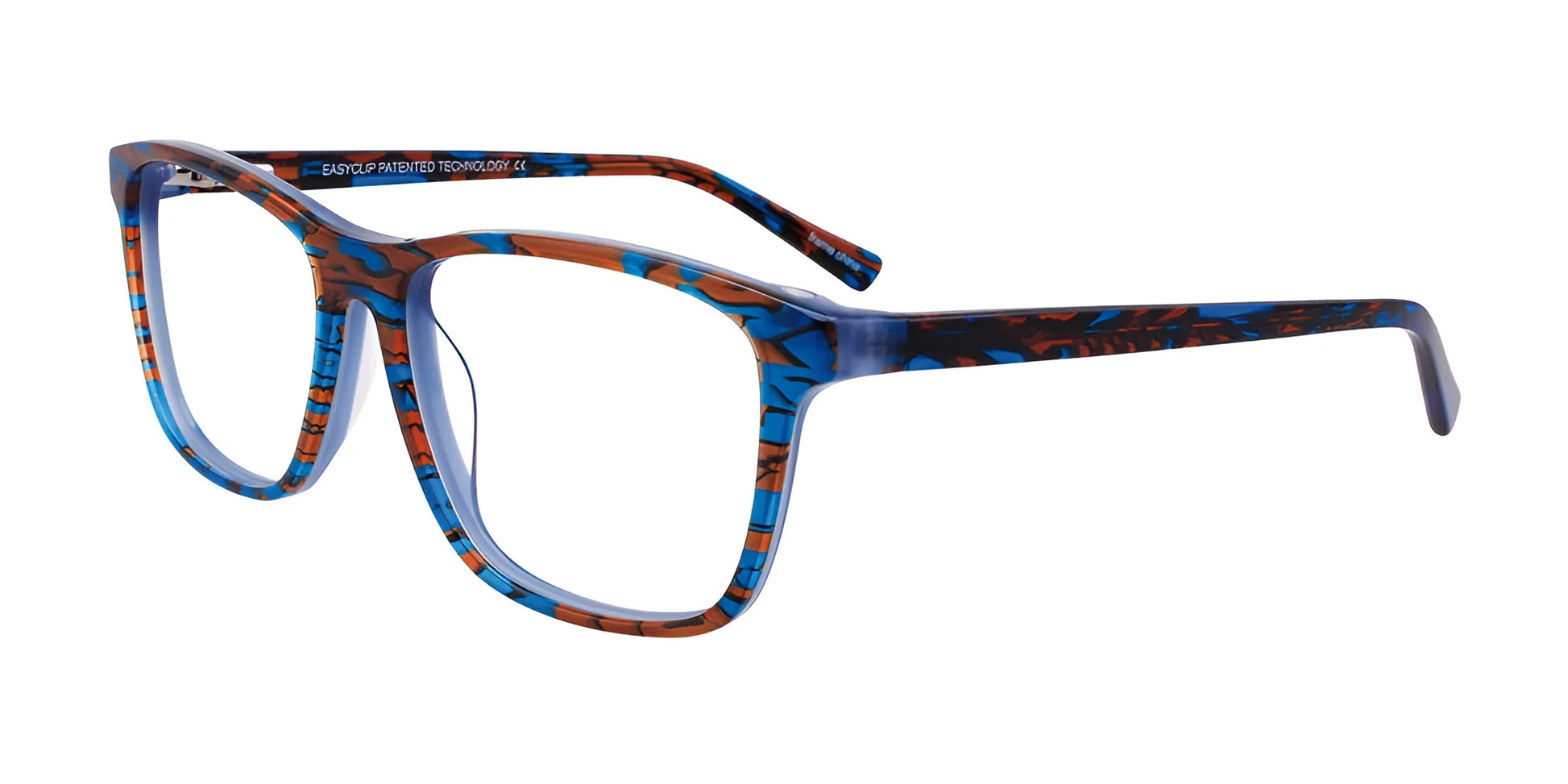 EasyClip EC397 Eyeglasses with Clip-on Sunglasses Blue & Orange