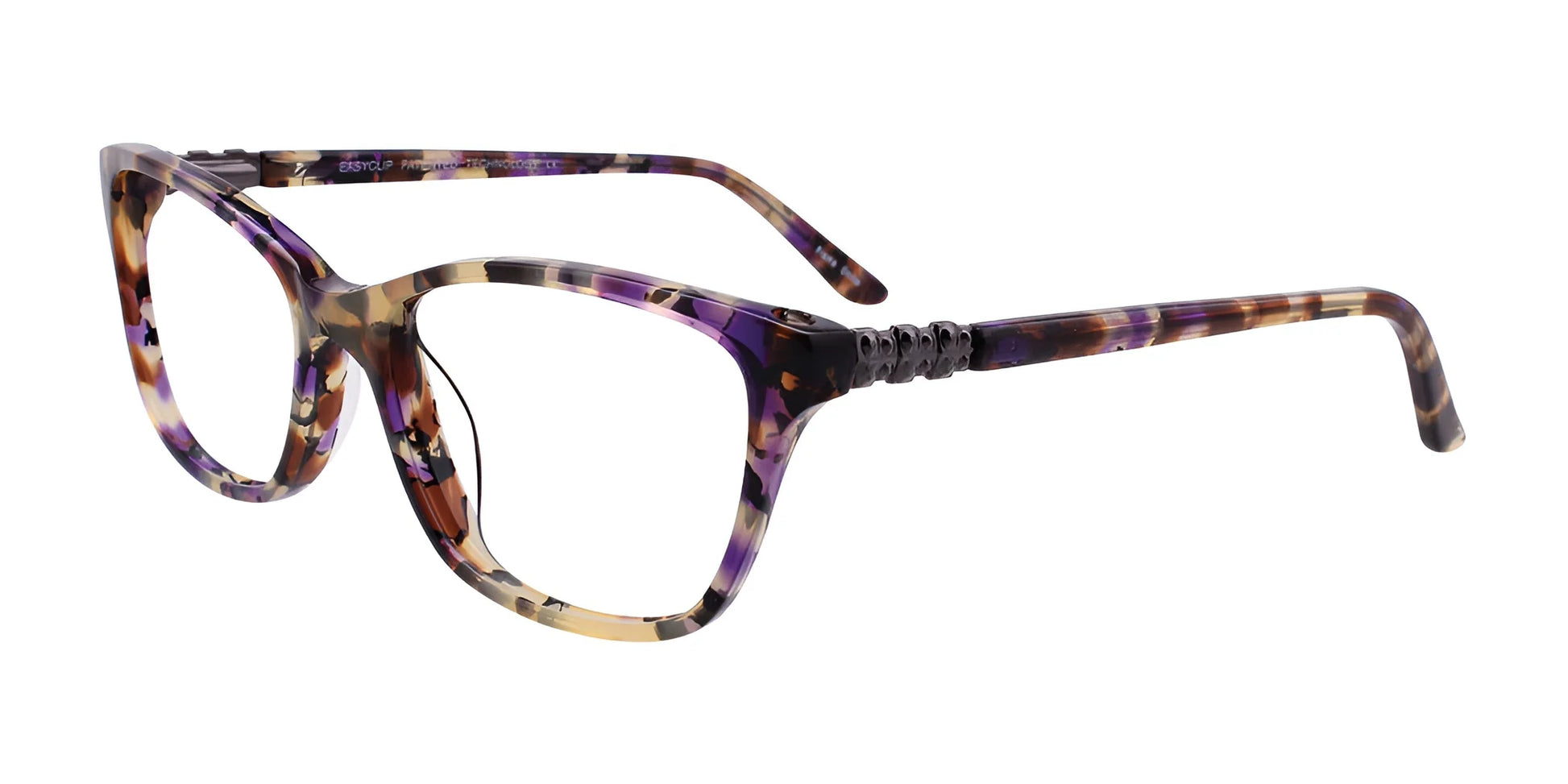 EasyClip EC404 Eyeglasses with Clip-on Sunglasses Purple & Brown & Cream & Black