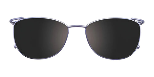 EasyClip EC405 Eyeglasses with Clip-on Sunglasses / Size 52 / Satin Light Blue & Shiny Silver