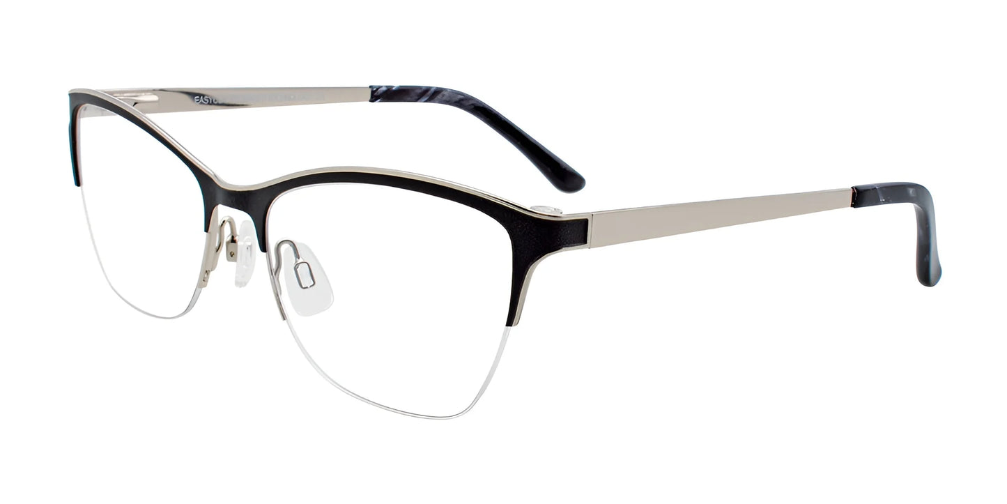 EasyClip EC407 Eyeglasses Black & Shiny Silver
