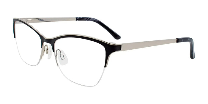 EasyClip EC407 Eyeglasses with Clip-on Sunglasses | Size 53 / Black & Shiny Silver