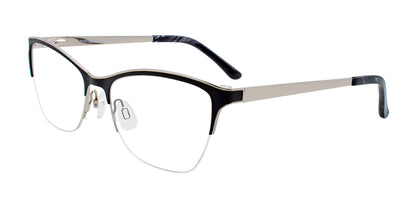 EasyClip EC407 Eyeglasses with Clip-on Sunglasses Black & Shiny Silver