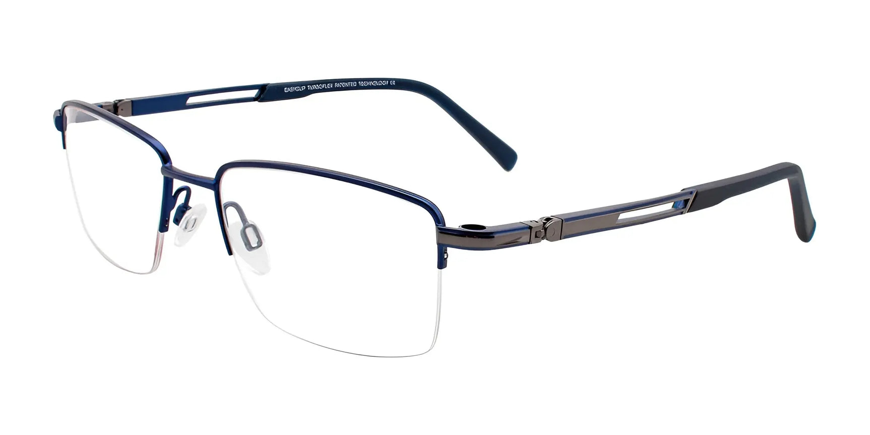 EasyClip EC408 Eyeglasses with Clip-on Sunglasses Satin Dark Blue