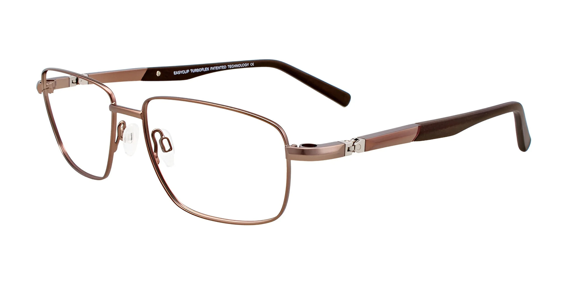 EasyClip EC411 Eyeglasses with Clip-on Sunglasses Satin Brown