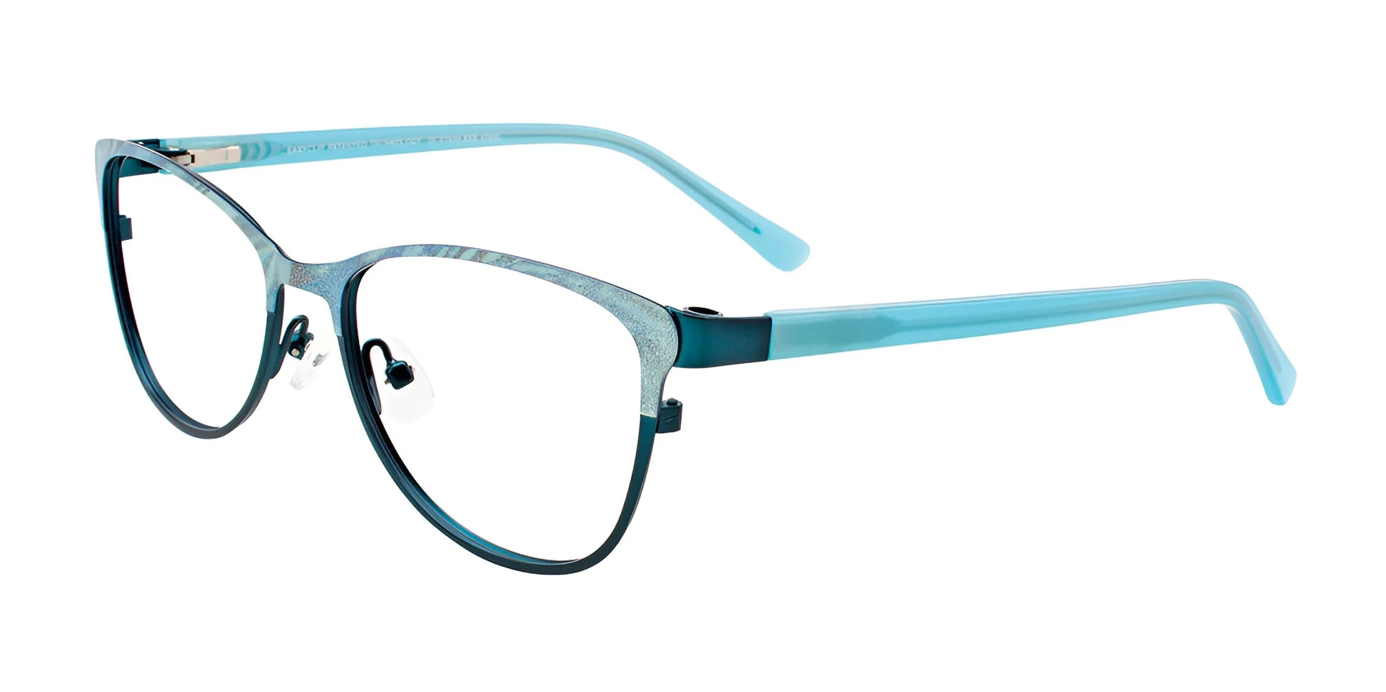 EasyClip EC414 Eyeglasses with Clip-on Sunglasses Satin Dark Teal & Aqua