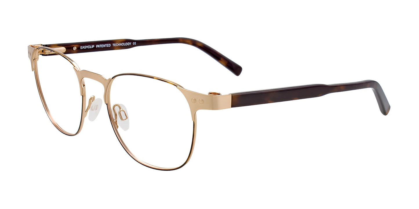 EasyClip EC420 Eyeglasses with Clip-on Sunglasses Brushed Gold & Tortoise