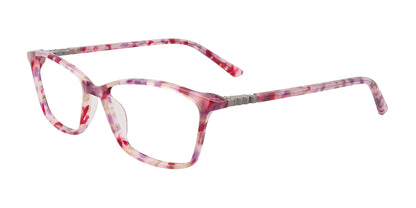 EasyClip EC421 Eyeglasses with Clip-on Sunglasses Red & Crystal White Marbled
