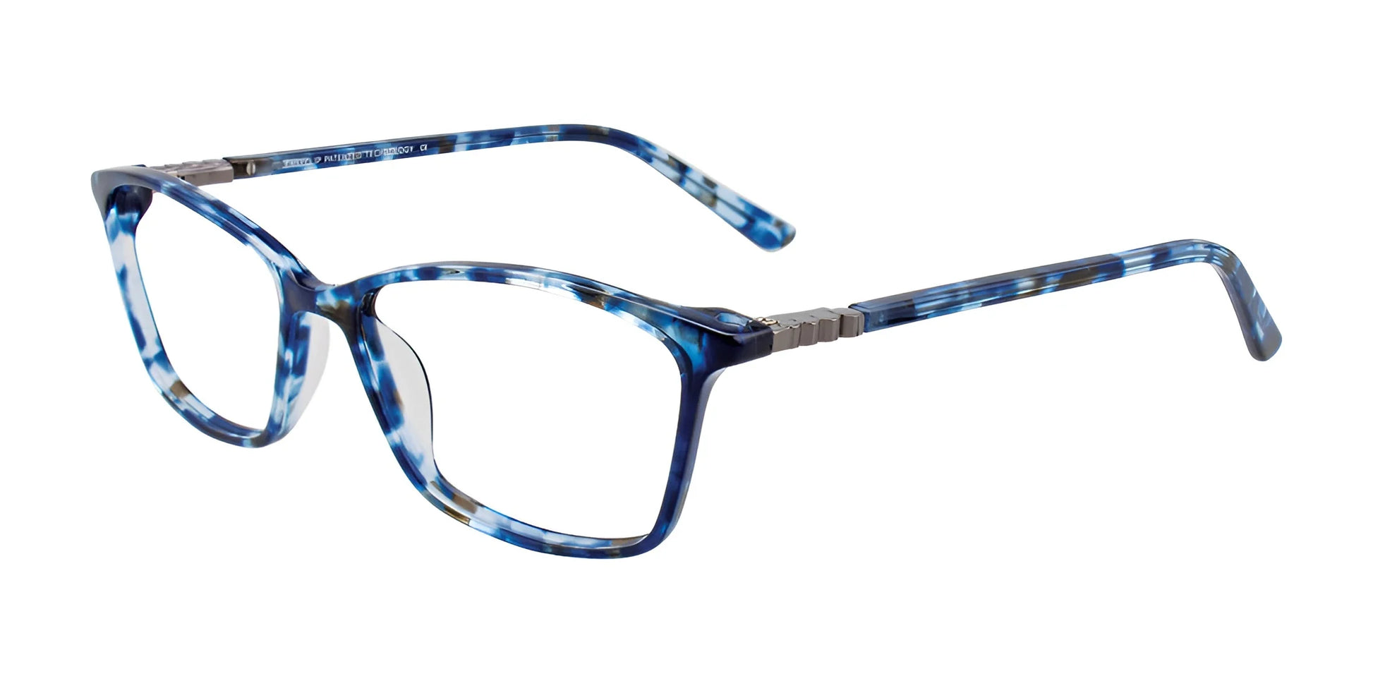 EasyClip EC421 Eyeglasses with Clip-on Sunglasses Blue & Crystal Blue Marbled