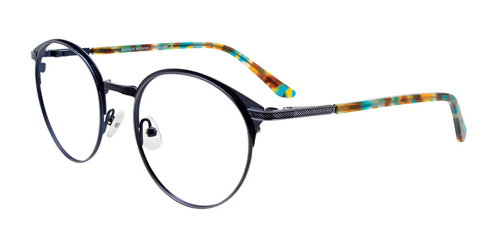 EasyClip EC422 Eyeglasses with Clip-on Sunglasses | Size 51 / Satin Dark Blue