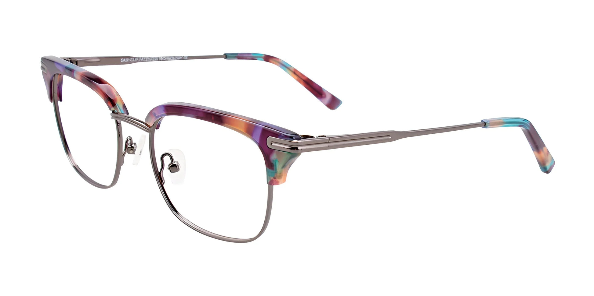 EasyClip EC423 Eyeglasses with Clip-on Sunglasses Purple Marbled & Gunmetal