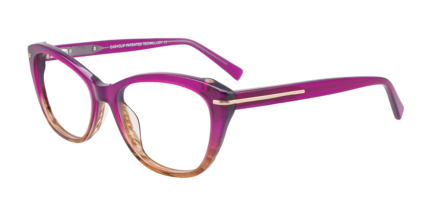 EasyClip EC425 Eyeglasses with Clip-on Sunglasses Fuchsia & Brown