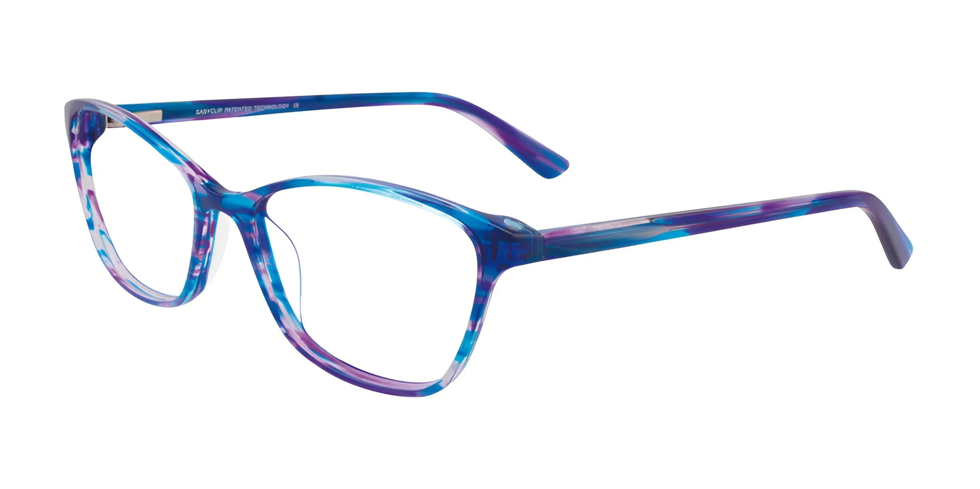 EasyClip EC428 Eyeglasses with Clip-on Sunglasses Blue & Purple Marbled