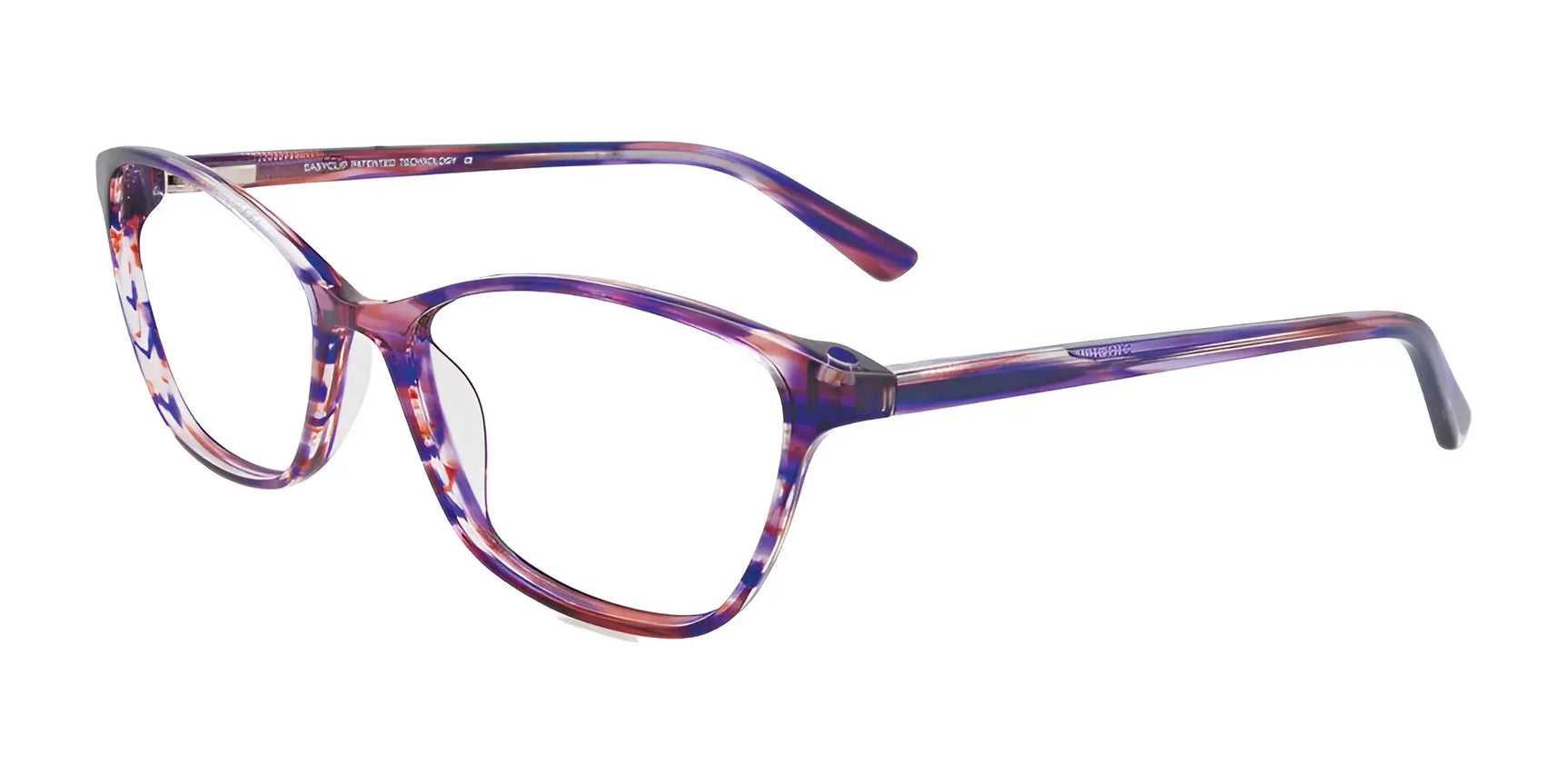 EasyClip EC428 Eyeglasses with Clip-on Sunglasses Purple & Orange  Marbled