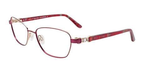 EasyClip EC437 Eyeglasses with Clip-on Sunglasses Shiny Dark Pink & Gold