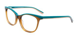 EasyClip EC447 Eyeglasses with Clip-on Sunglasses Crystal Brown & Teal