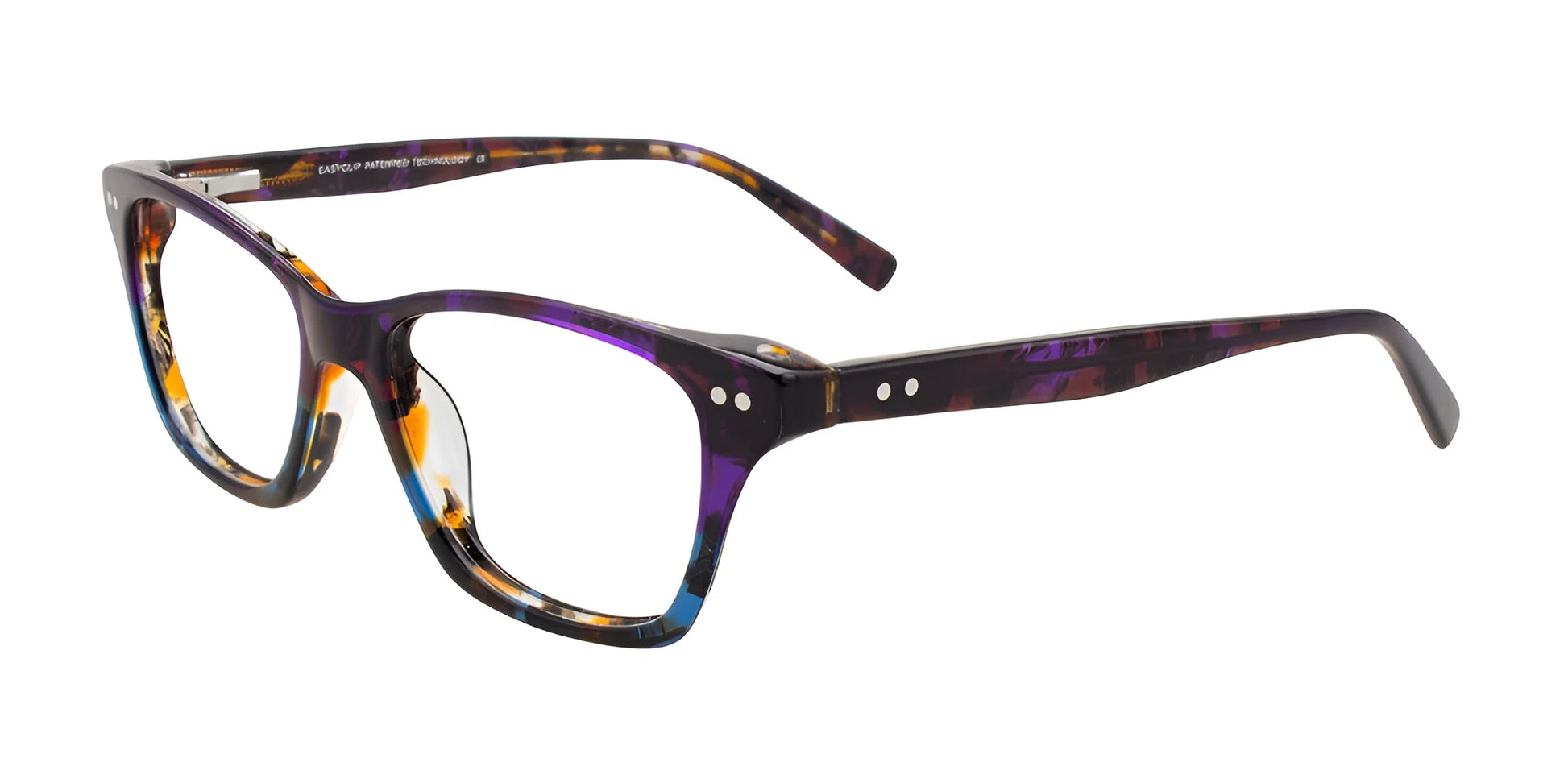 EasyClip EC453 Eyeglasses with Clip-on Sunglasses Violet & Amber & Blue