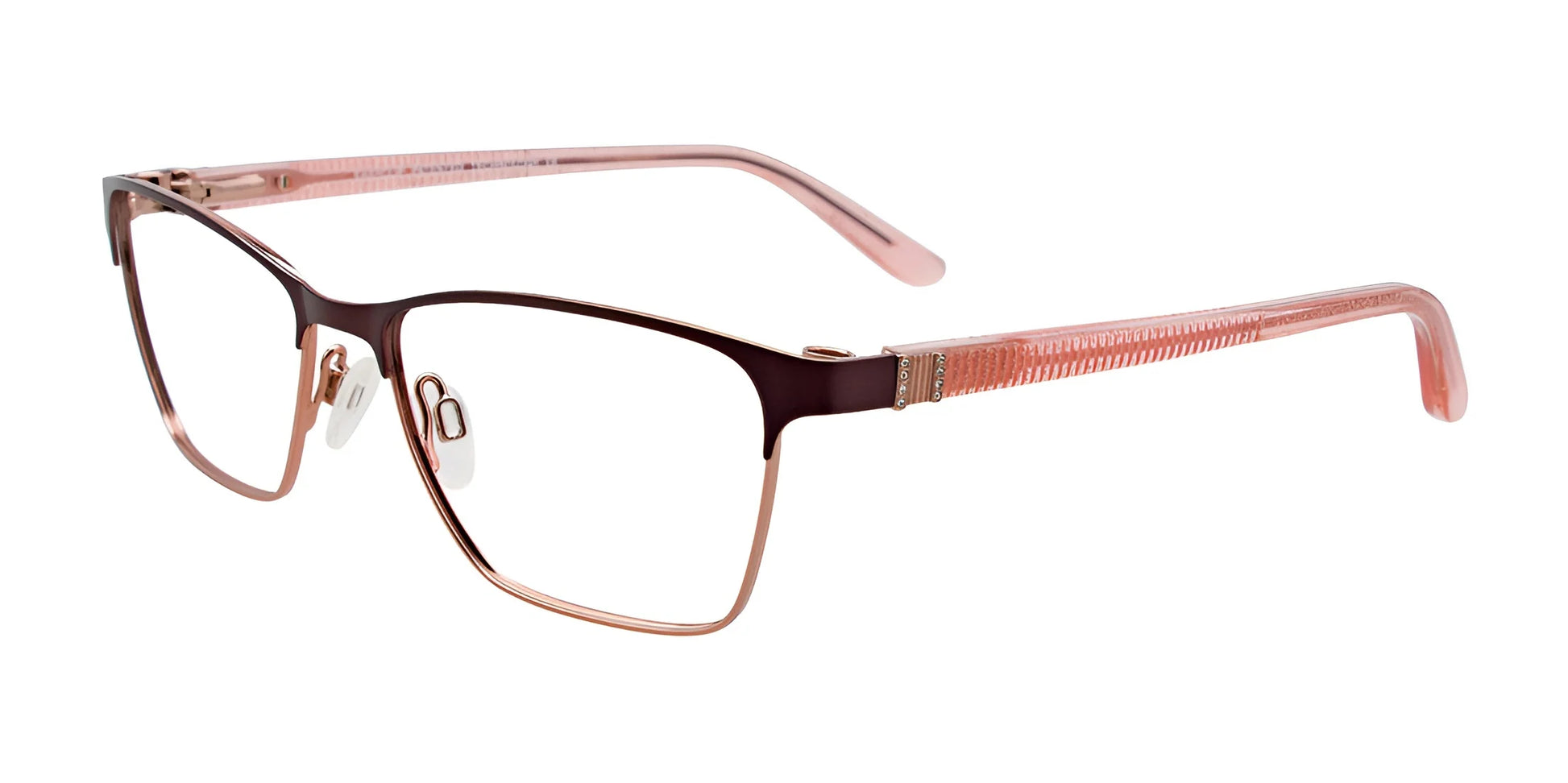 EasyClip EC455 Eyeglasses with Clip-on Sunglasses Satin Dark Brown & Light Pink