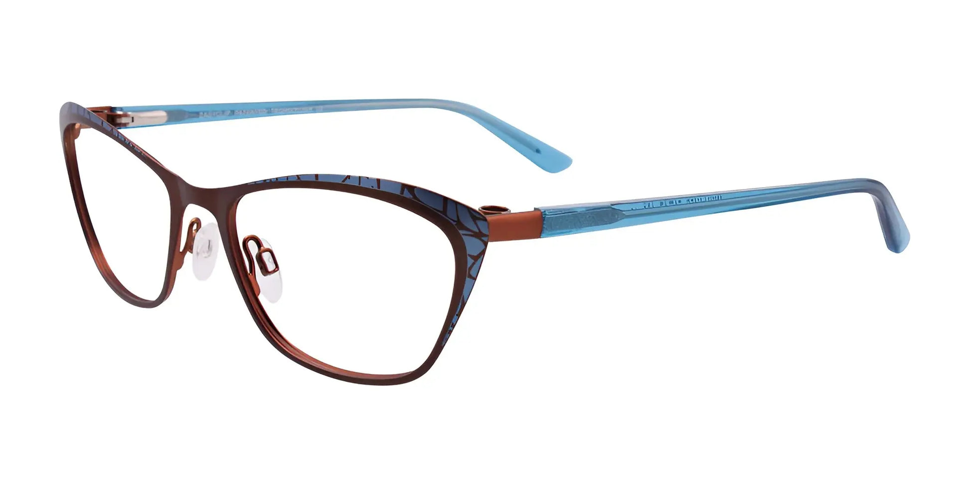 EasyClip EC456 Eyeglasses with Clip-on Sunglasses Satin Brown & Blue