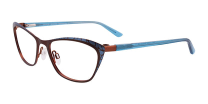 EasyClip EC456 Eyeglasses with Clip-on Sunglasses Satin Brown & Blue