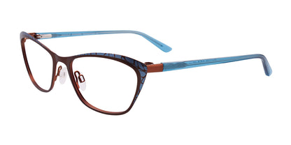 EasyClip EC456 Eyeglasses with Clip-on Sunglasses Satin Brown & Blue