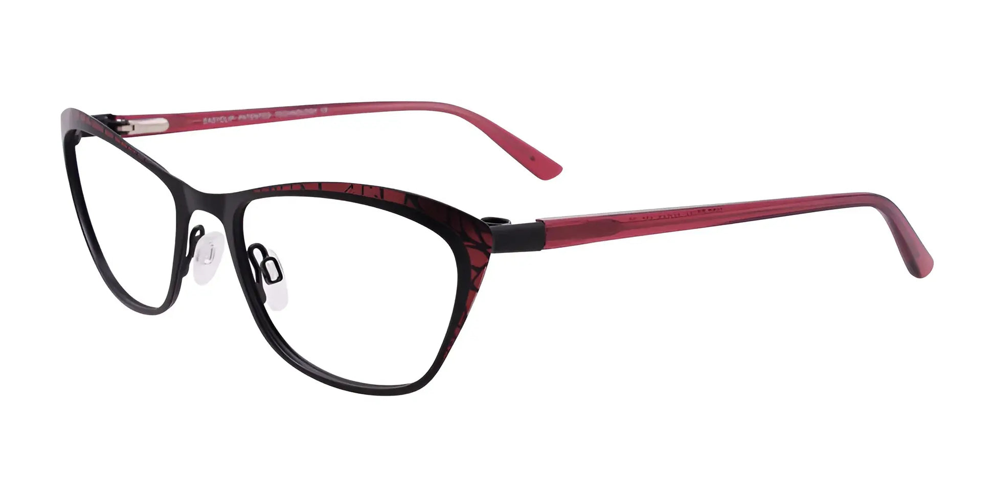 EasyClip EC456 Eyeglasses with Clip-on Sunglasses Satin Black & Dark Pink