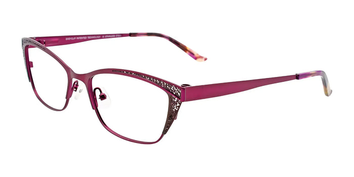 EasyClip EC458 Eyeglasses with Clip-on Sunglasses | Size 52 / Plum & Dark Brown