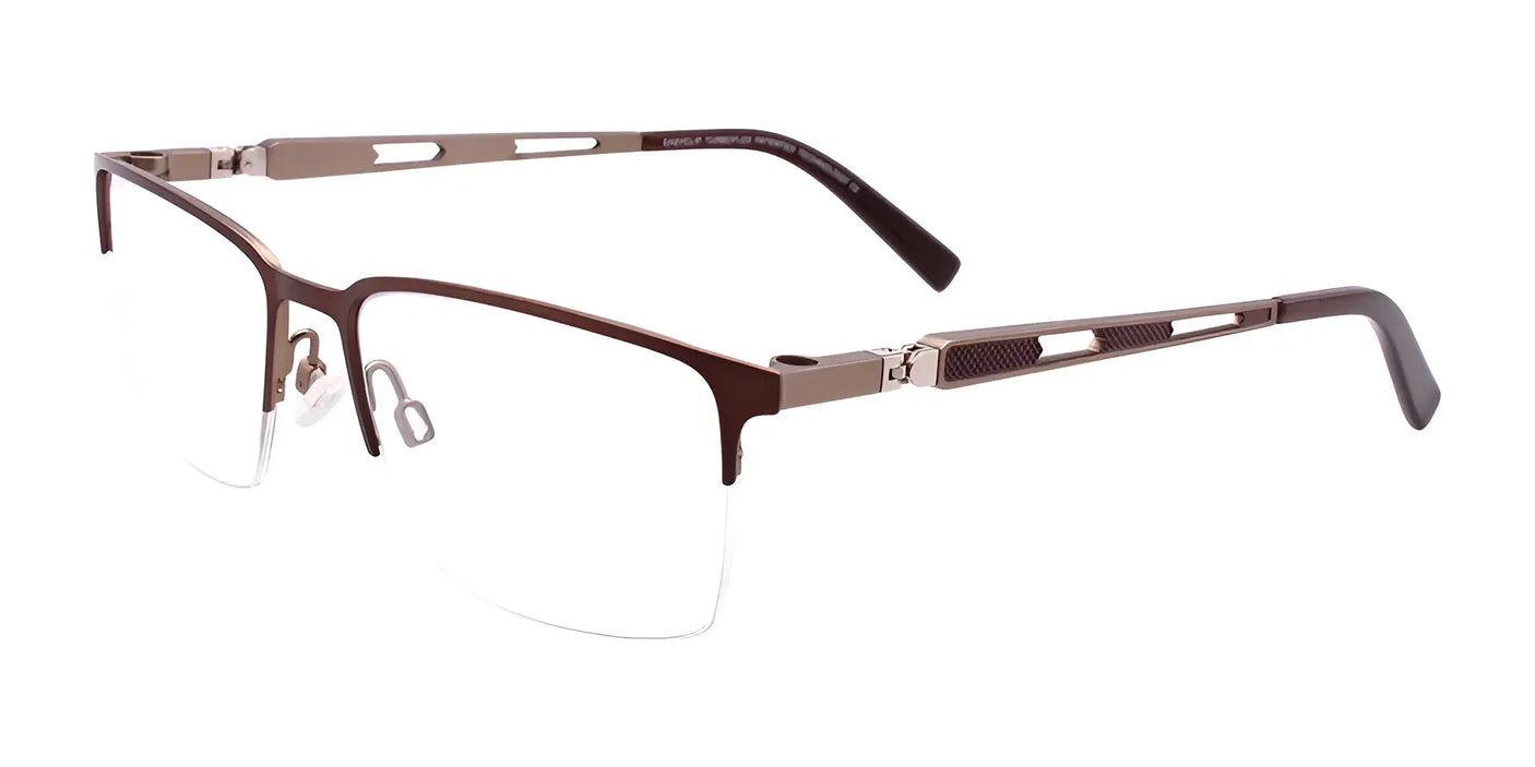 EasyClip EC459 Eyeglasses with Clip-on Sunglasses Matt Dark Brown & Light Gold