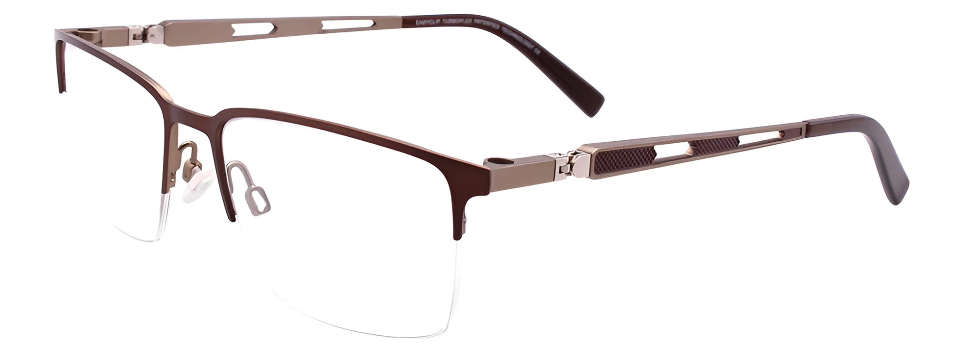 EasyClip EC459 Eyeglasses with Clip-on Sunglasses Matt Dark Brown & Light Gold