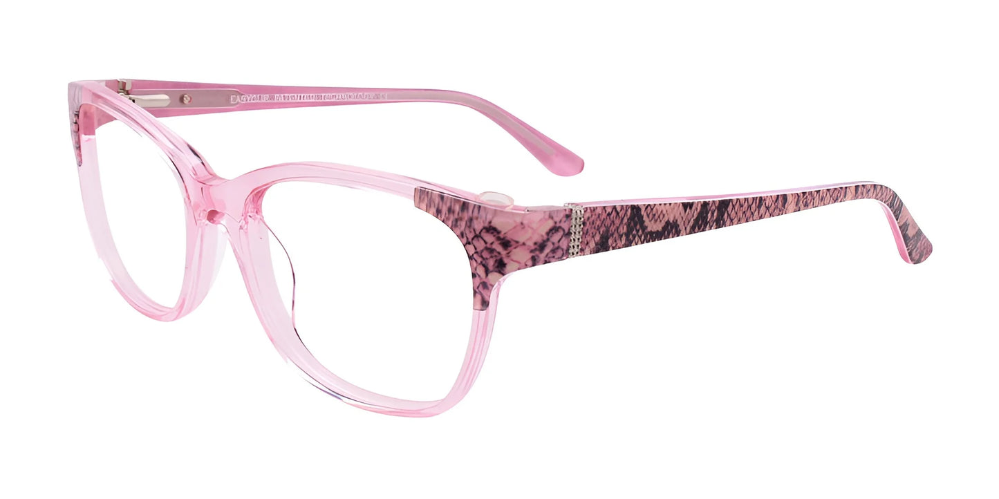 EasyClip EC464 Eyeglasses Pink Crystal & Pink Snake Pattern