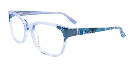 EasyClip EC464 Eyeglasses with Clip-on Sunglasses Blue Crystal & Blue Snake Pattern