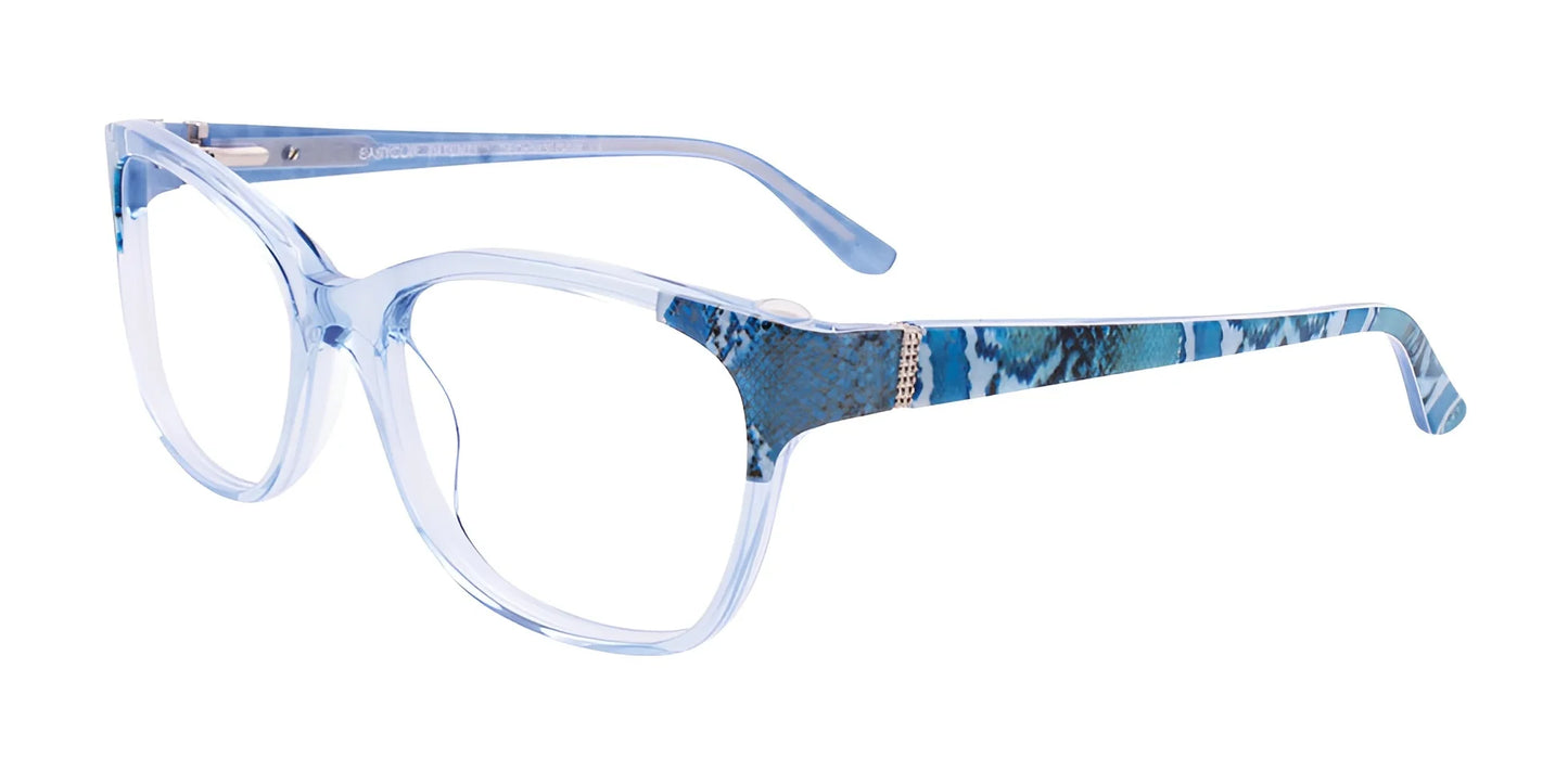 EasyClip EC464 Eyeglasses with Clip-on Sunglasses Blue Crystal & Blue Snake Pattern