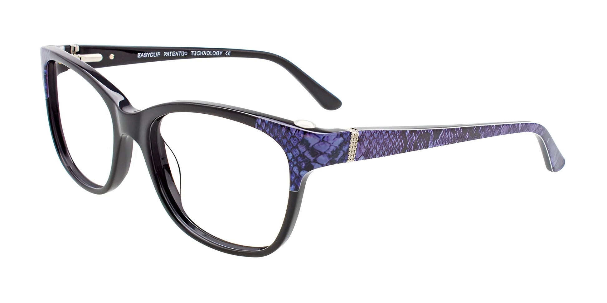 EasyClip EC464 Eyeglasses Black & Lavender Snake Pattern