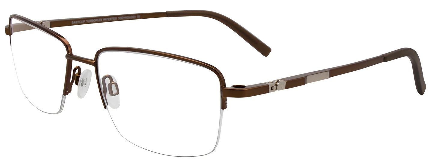 EasyClip EC465 Eyeglasses with Clip-on Sunglasses Satin Golden Brown & Steel