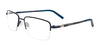 EasyClip EC465 Eyeglasses with Clip-on Sunglasses | Size 54 / Satin Navy & Steel