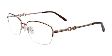 EasyClip EC469 Eyeglasses with Clip-on Sunglasses Shiny Brown & Light Gold