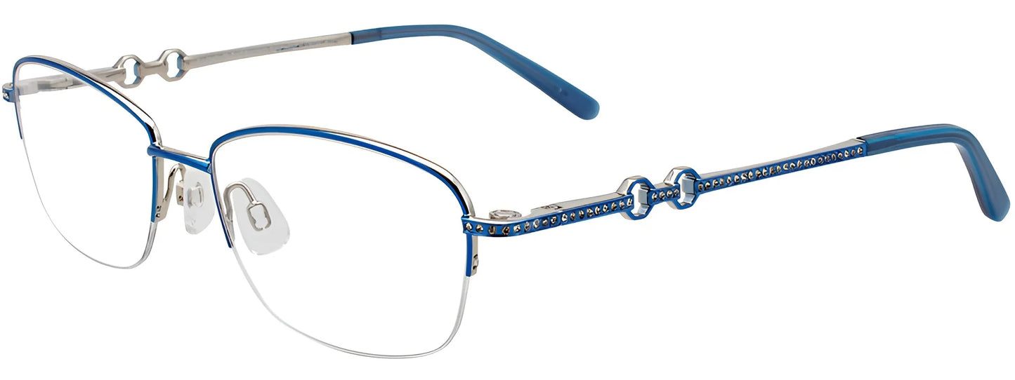 EasyClip EC469 Eyeglasses Shiny Blue & Silver