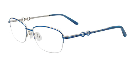 EasyClip EC469 Eyeglasses with Clip-on Sunglasses Shiny Blue & Silver