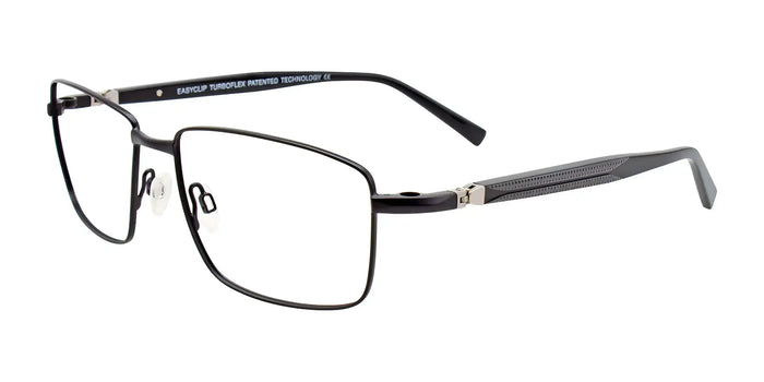 EasyClip EC470 Eyeglasses with Clip-on Sunglasses | Size 57 / Satin Black