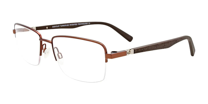 EasyClip EC472 Eyeglasses with Clip-on Sunglasses | Size 53 / Satin Dark Brown