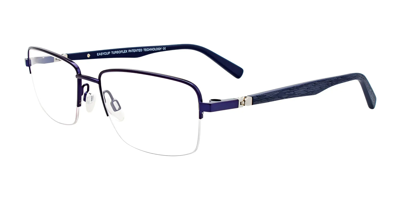 EasyClip EC472 Eyeglasses with Clip-on Sunglasses Satin Dark Blue